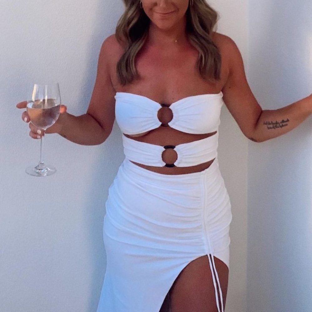 Beginning Boutique Cut Out Midi Dress White